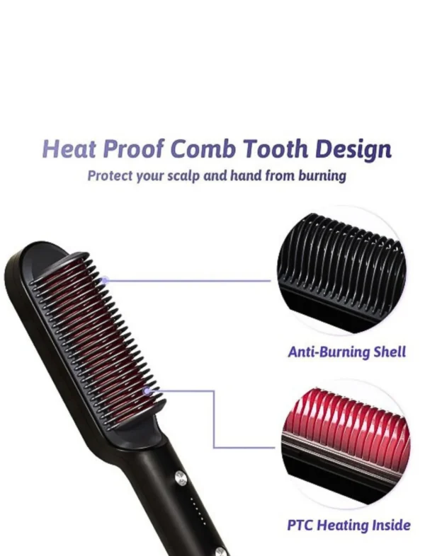 Lightweight electric hair straightener comb with anti-scald protection
