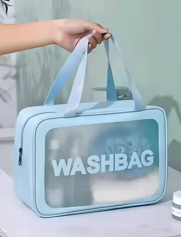 Cosmetic travel bag set with small, medium, large pouches