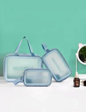 3-in-1 clear transparent zipper pouches for travel